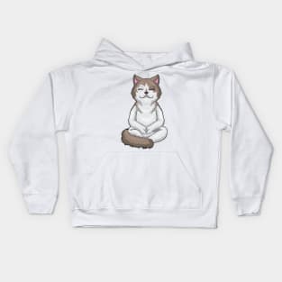 Cat at yoga in cross-legged Kids Hoodie